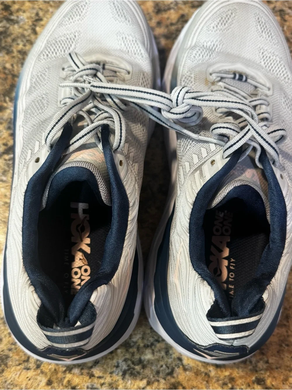 Hoka One One Bondi 6 Womens Size 10 Gray Blue Athletic Running Shoes Sneakers